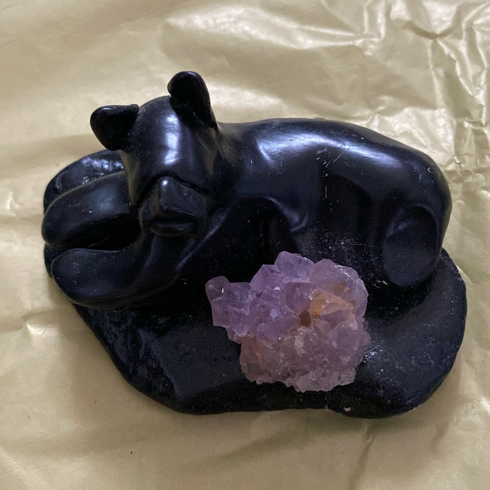 Bear amethyst figurine Canadian crystal